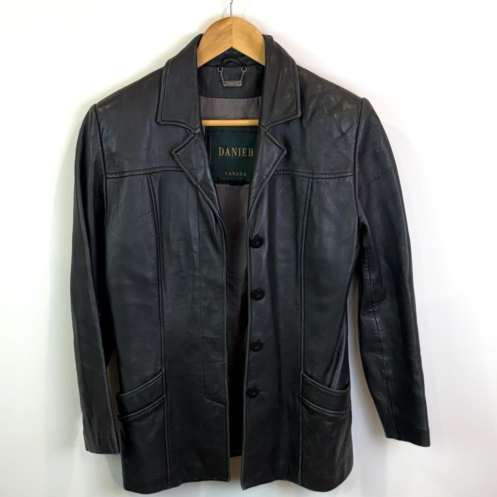 Danier Black Leather Jacket size S